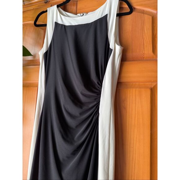 Lauren Ralph Lauren Colorblock Sheath Dress Ruched Sleeveless Cocktail Work SZ 8 - Picture 4 of 14